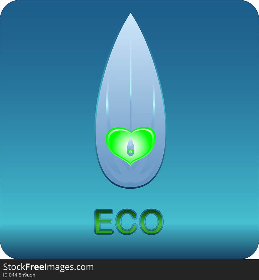 Eco symbol located on a blue background