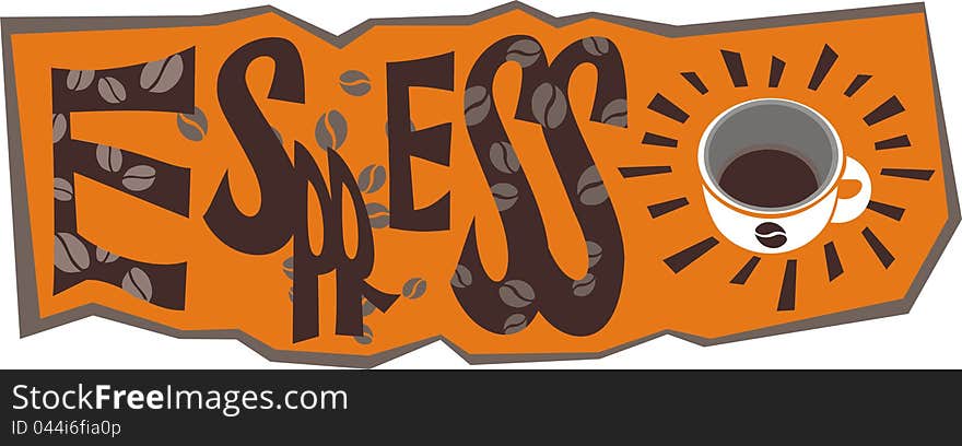 Bright espresso sign. Vector Illustration