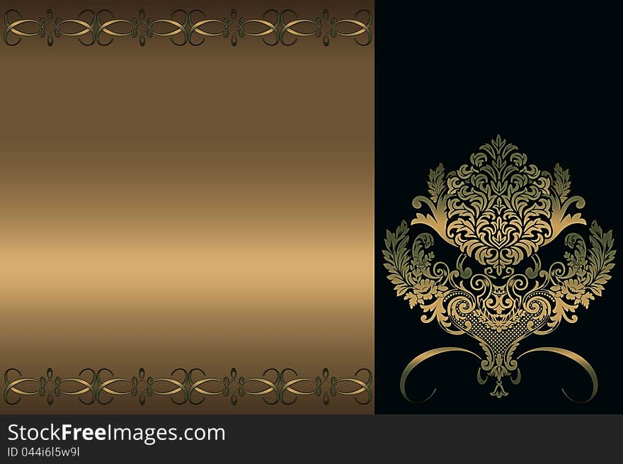 Decorative background with golden patterns. Decorative background with golden patterns.