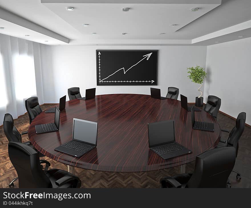 Conference room in office with modern decoration. Conference room in office with modern decoration.