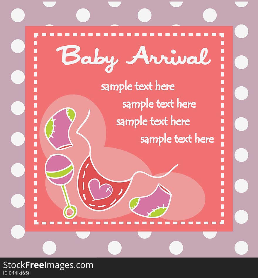 Baby arrival for girls, illustration