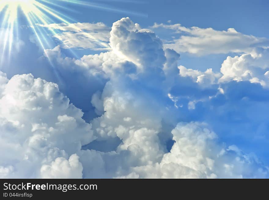 The beautiful white clouds and blue sky. The beautiful white clouds and blue sky