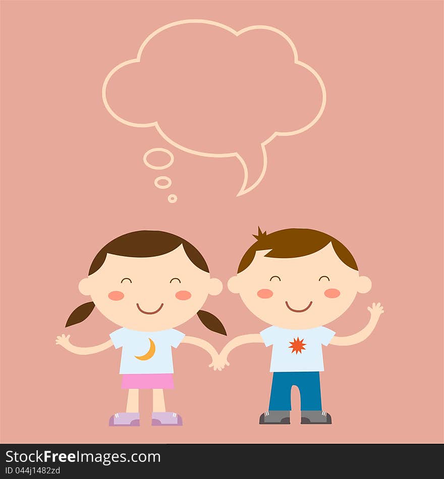 Boy and girl on pink background