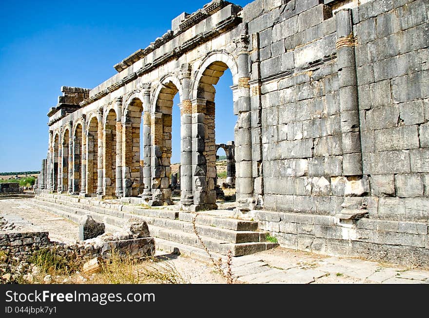 Morocco, ruins of Volubilis, ancient Roman town, near Meknes. Morocco, ruins of Volubilis, ancient Roman town, near Meknes