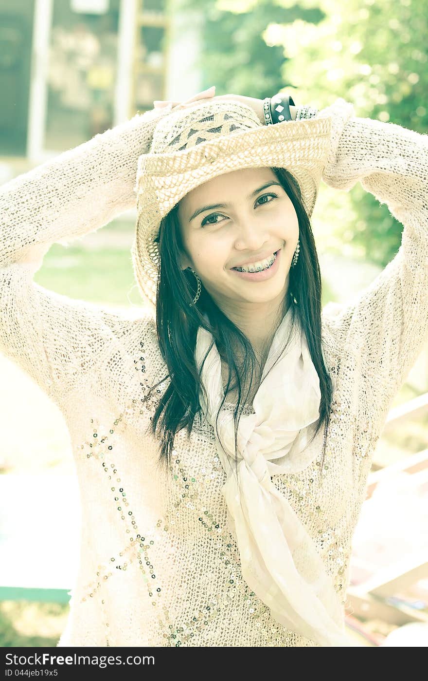 Attractive woman smiling for portrait