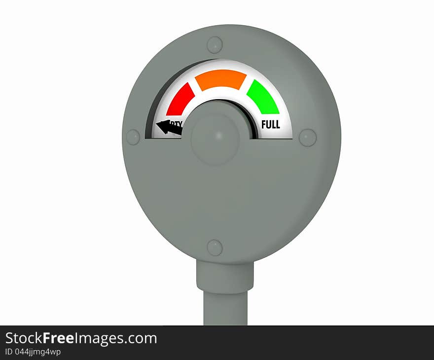 Parking style meter pointing to half full. 1st of a set of 3 pointing to different levels. Parking style meter pointing to half full. 1st of a set of 3 pointing to different levels.