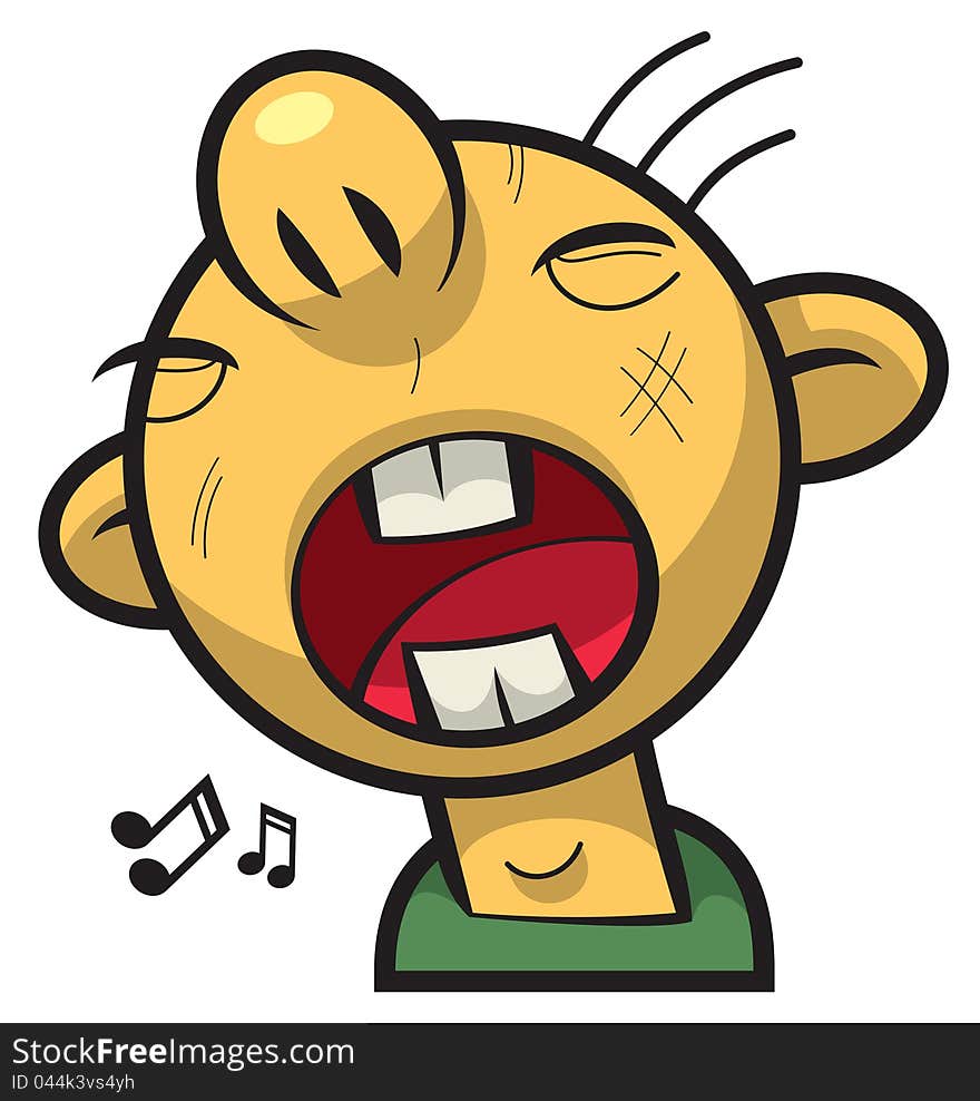 Singing boy with round face and big mouth. Singing boy with round face and big mouth