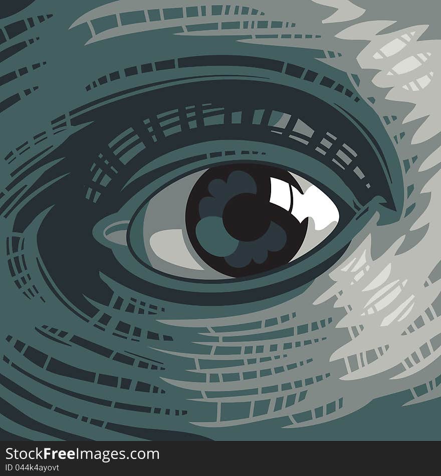 Realistic glittering eye vector drawing