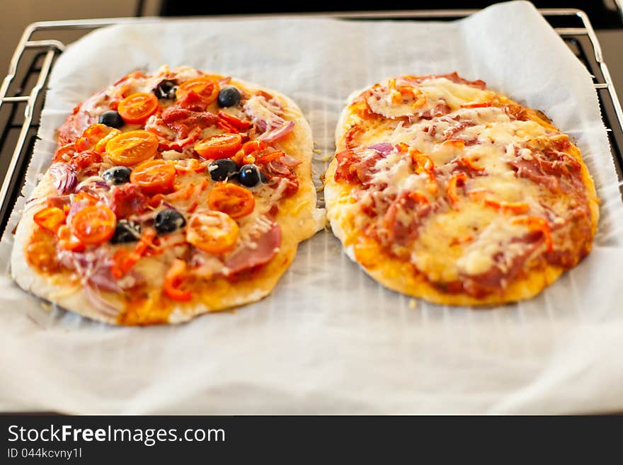 Two Pizza with different coatings