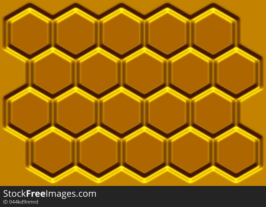 Illustration of natural honey honeycomb