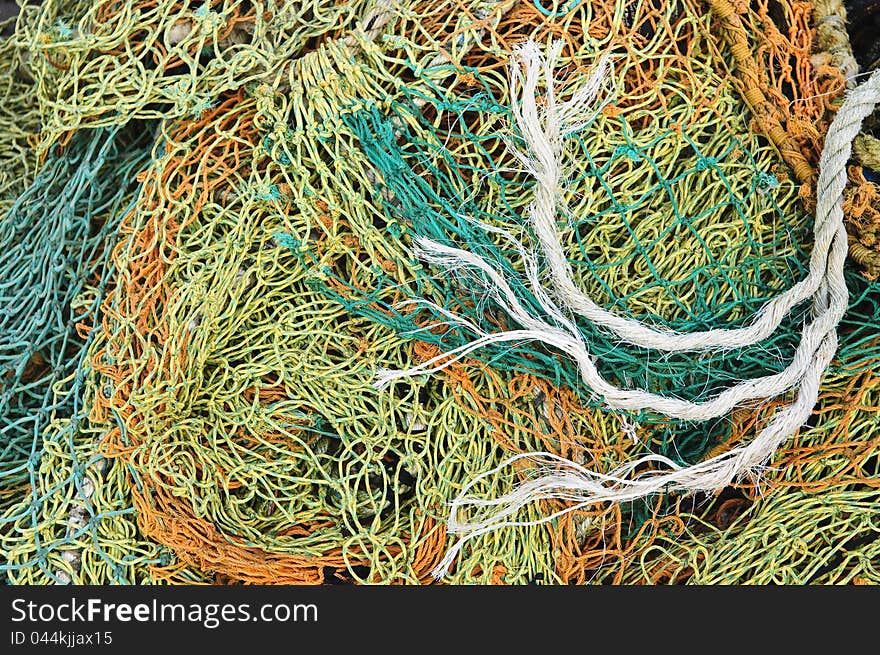 Old tangled fishing nets