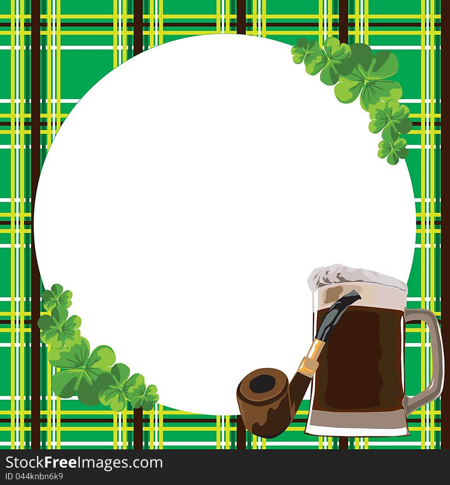 Checkered border with the symbols of the day St. Patrick's. Checkered border with the symbols of the day St. Patrick's