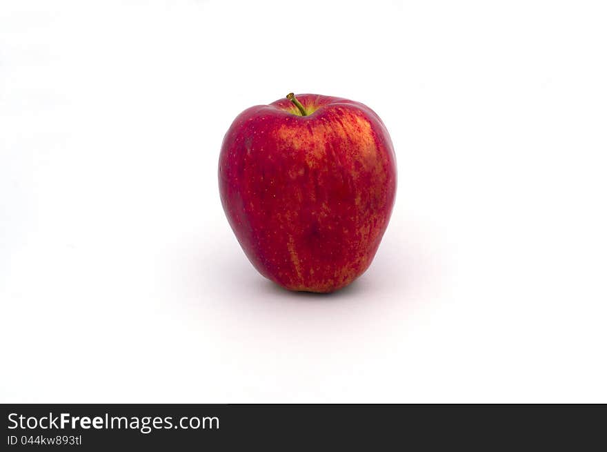 Red apple on a white background.