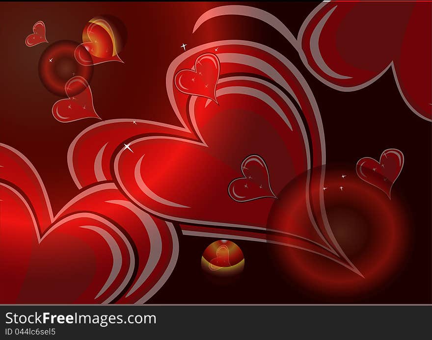 Background With Large Red Hearts