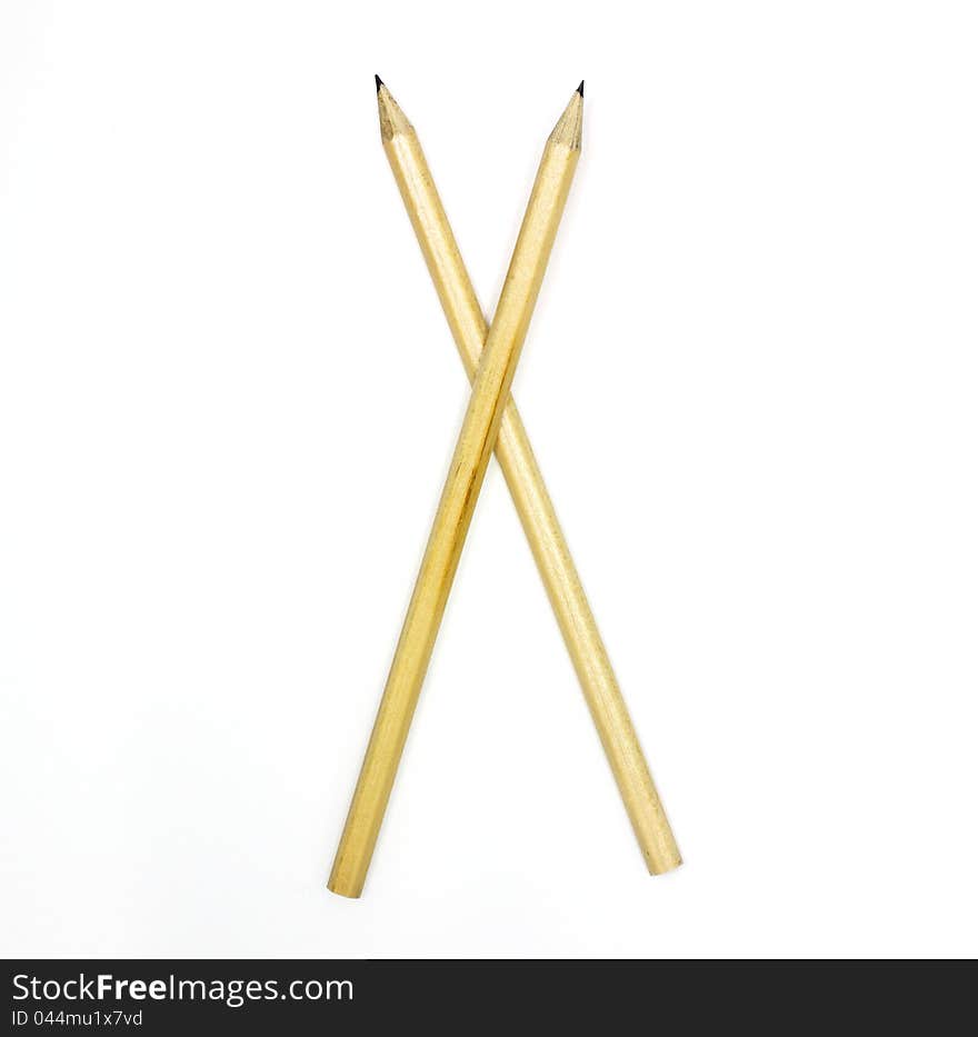 Two pencils set as X on white background