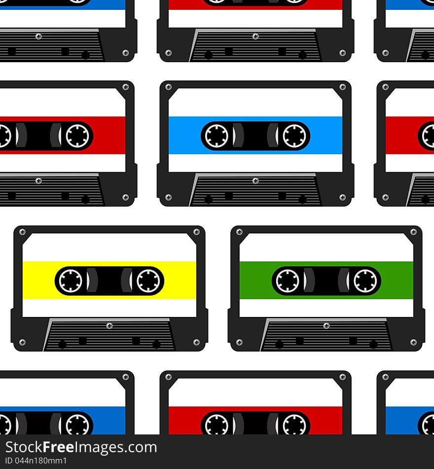 Abstract seamless background with audio cassette