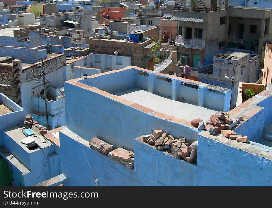 Traditional architecture in the Blue City of Jodhpur in the state of Rajasthan, India. Traditional architecture in the Blue City of Jodhpur in the state of Rajasthan, India.