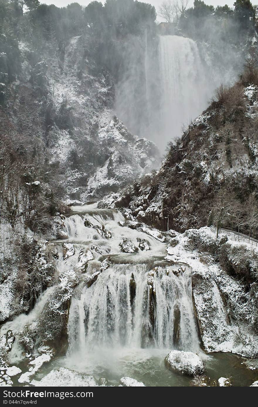 Marmore Waterfall In The Snow