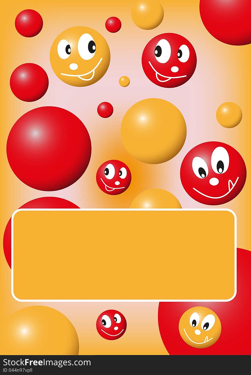 Cover for child brochure or notes with colored smilies and balls