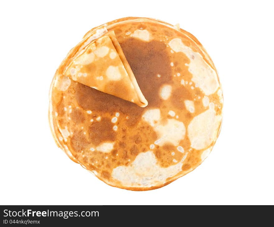 Russian pancake isolated on white background