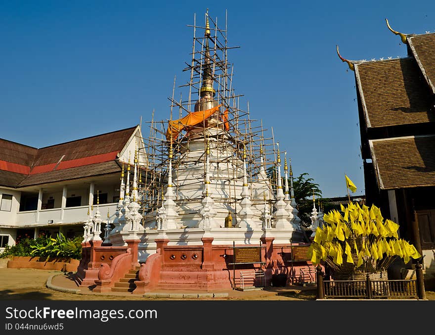 Old pagoda in process of repairing