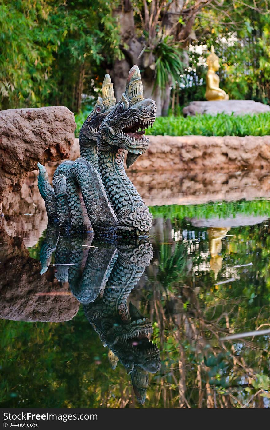 Reflection on water in Temple