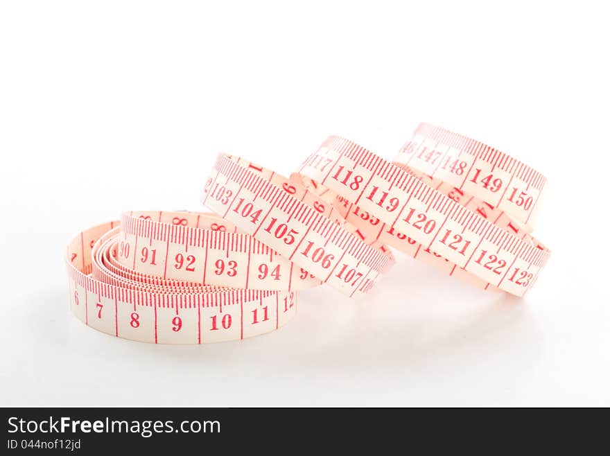 Measurement tape on a white background