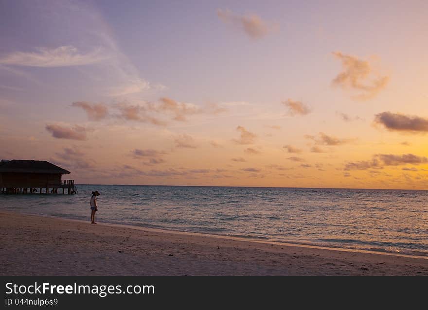 Maldives in the evening sunset time. Maldives in the evening sunset time