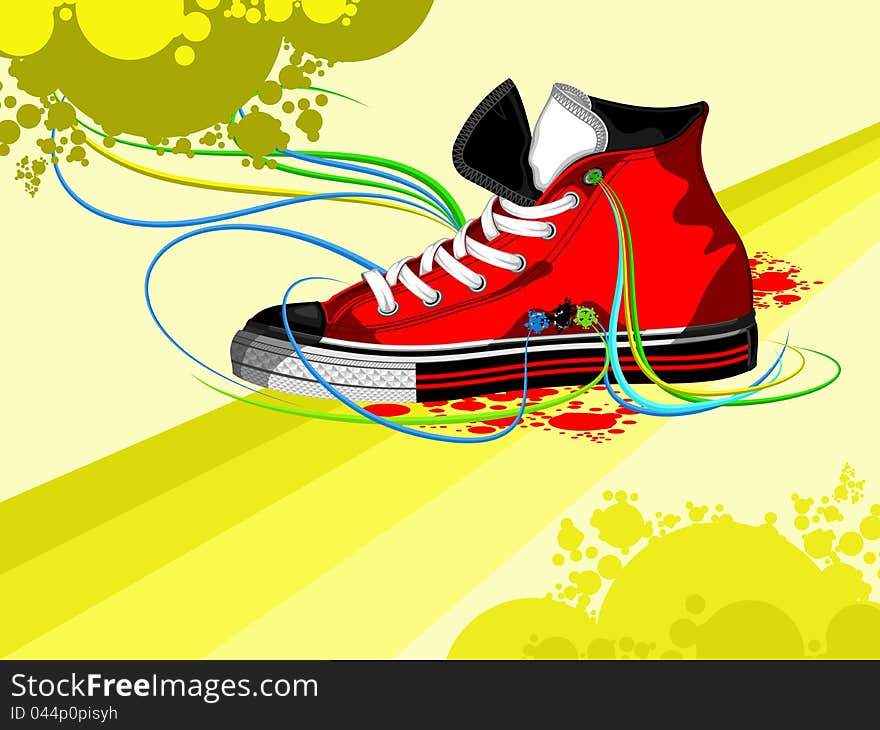 Background with a red shoe design classics. Background with a red shoe design classics