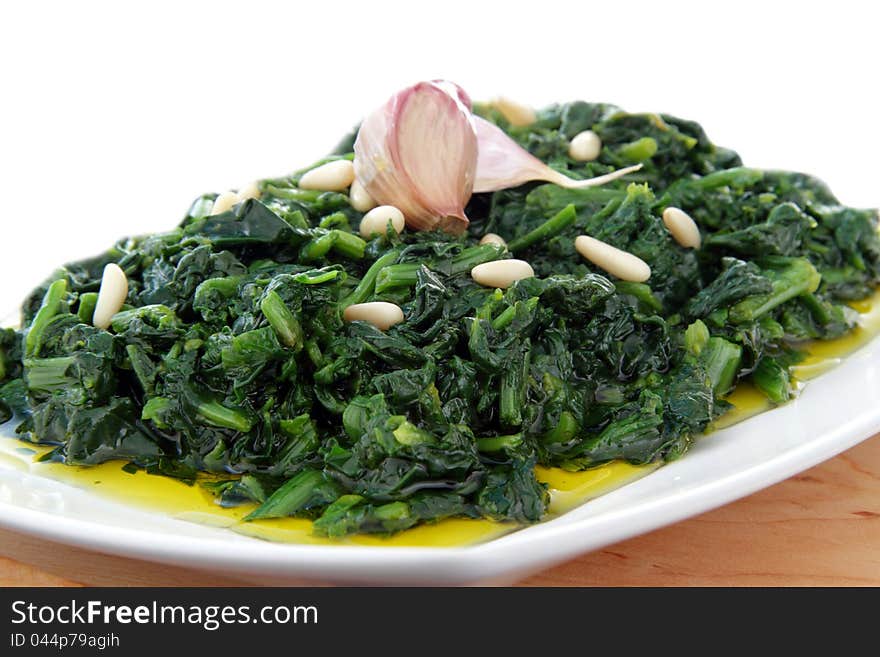 Spinach Whit Onion End Garlic