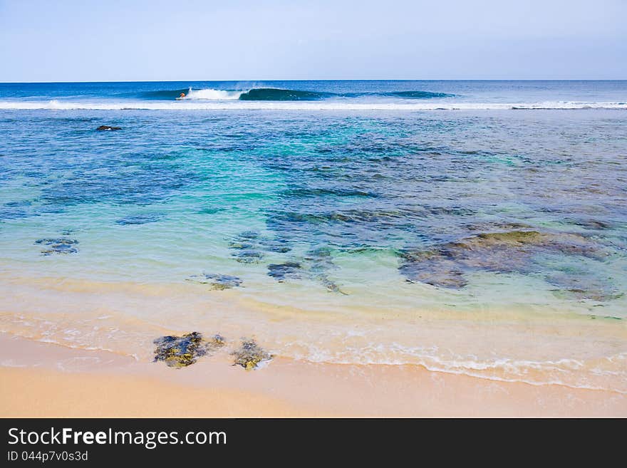 The Hawaiian sea and a wave and the sky. The Hawaiian sea and a wave and the sky