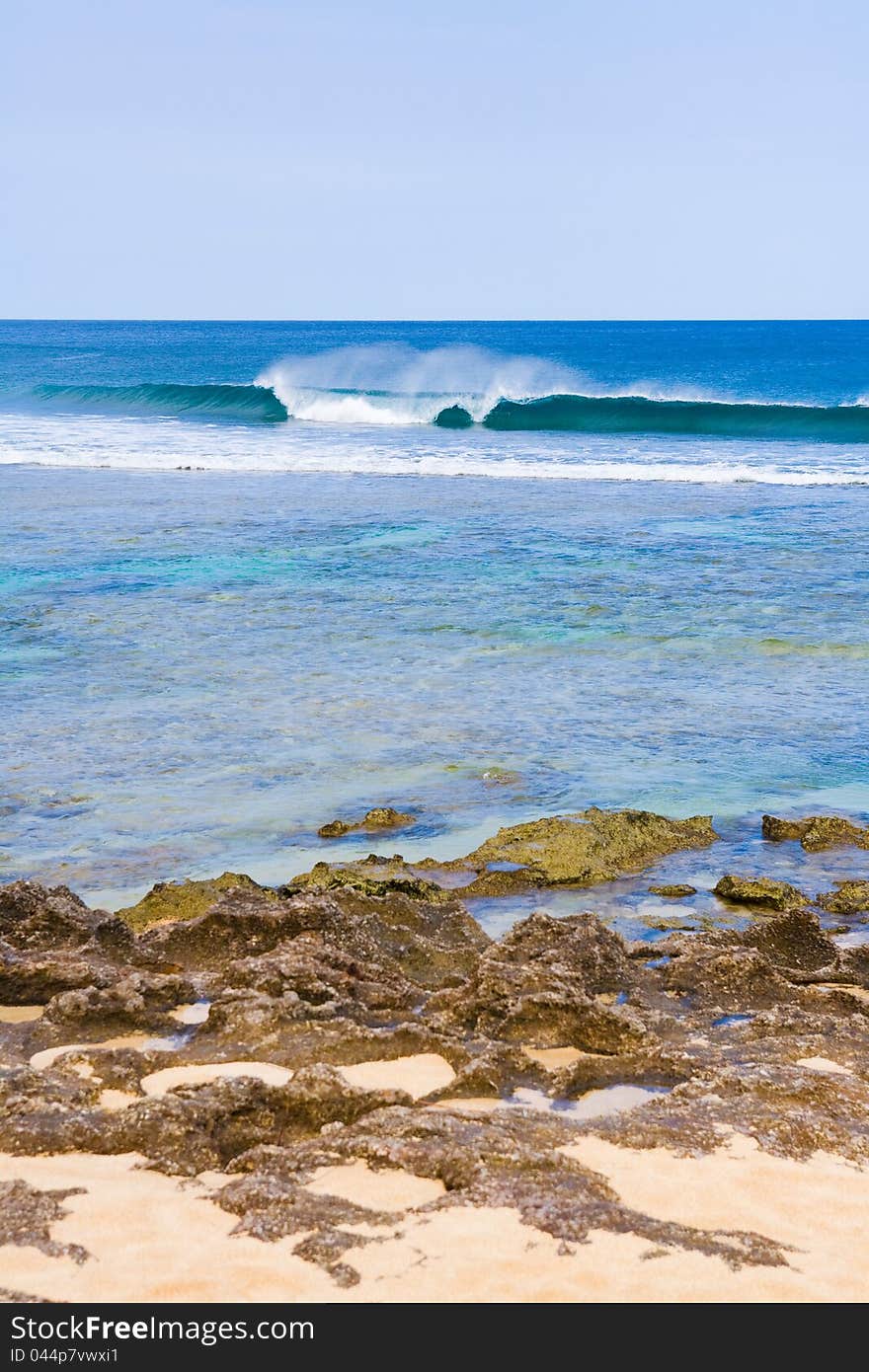 The Hawaiian sea and a wave and the sky. The Hawaiian sea and a wave and the sky