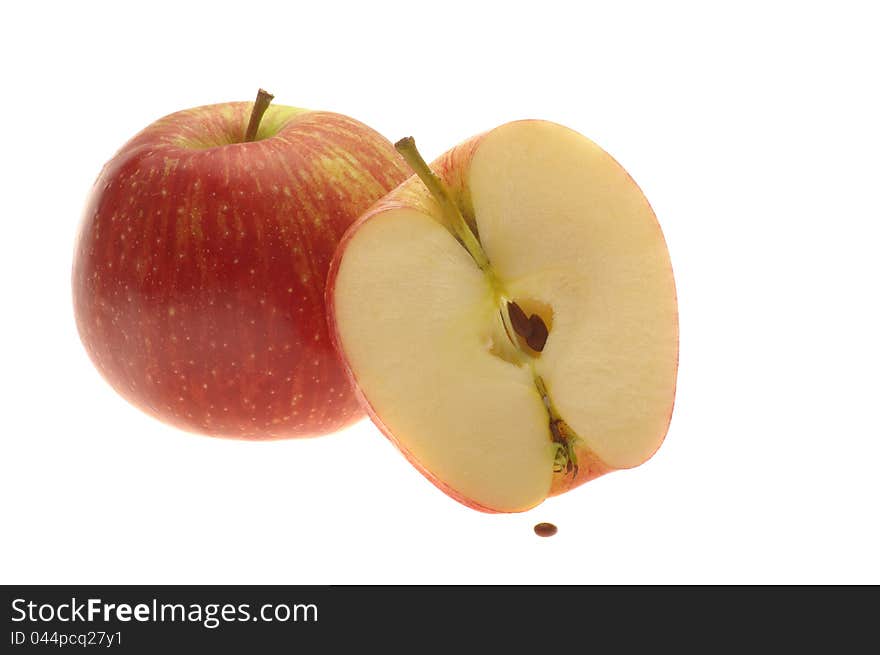 Cut ​​apple on white background. Cut ​​apple on white background