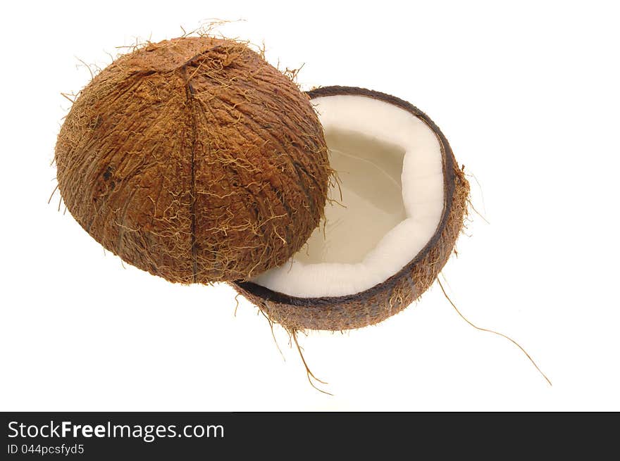 The coconut on white background. The coconut on white background