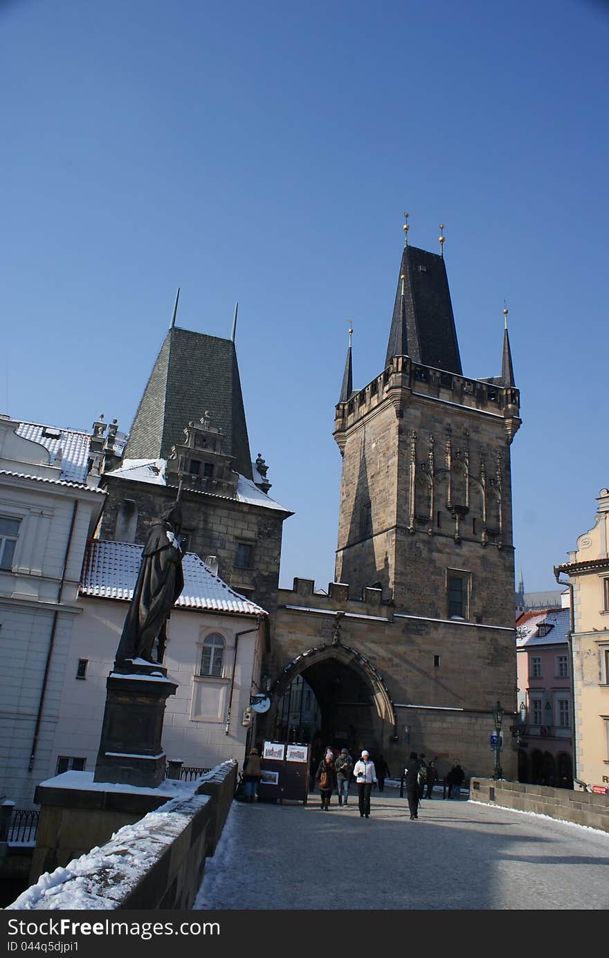 Charles Bridge in Winter Prague