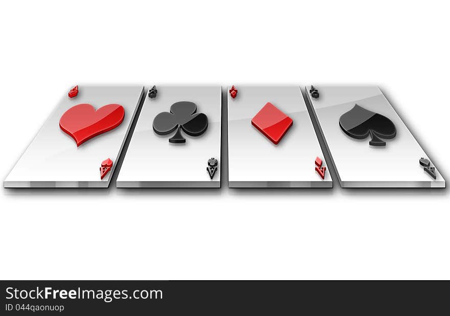 Playing cards on white background