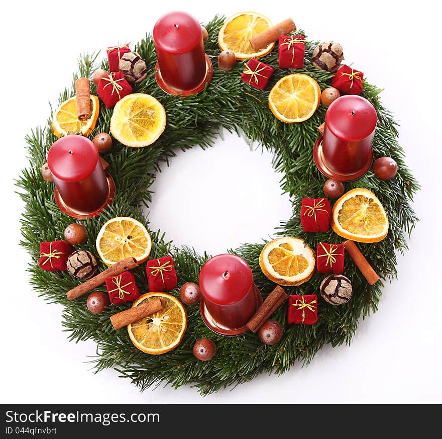 Close up of Christmas wreath