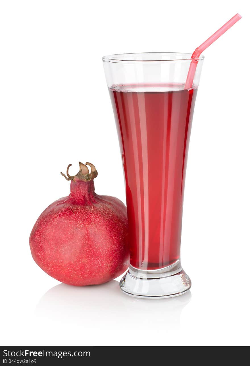 Pomegranate juice isolated on a white background