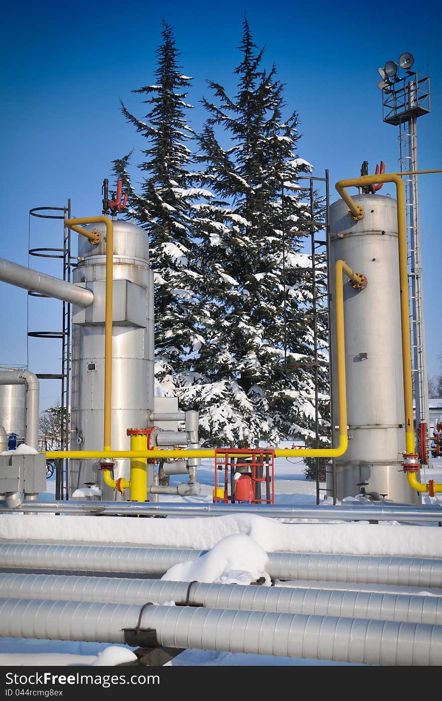 Industrial fuel tanks and blue sky. Industrial fuel tanks and blue sky