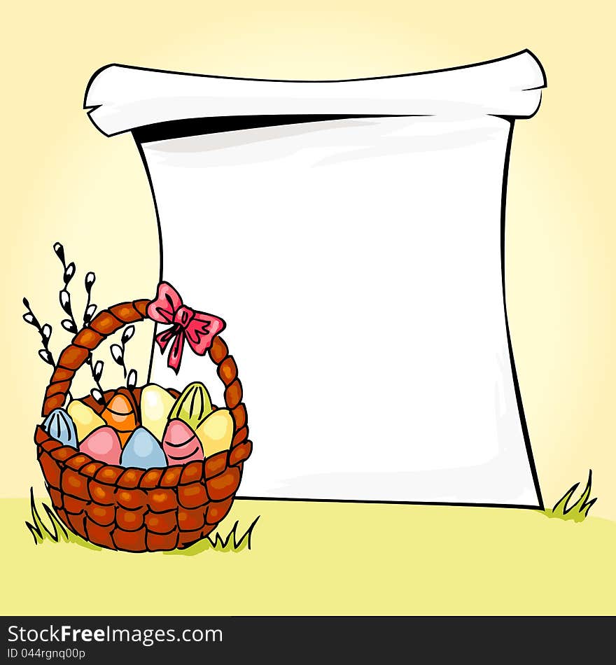 Illustration of basket full of Easter eggs. Illustration of basket full of Easter eggs.