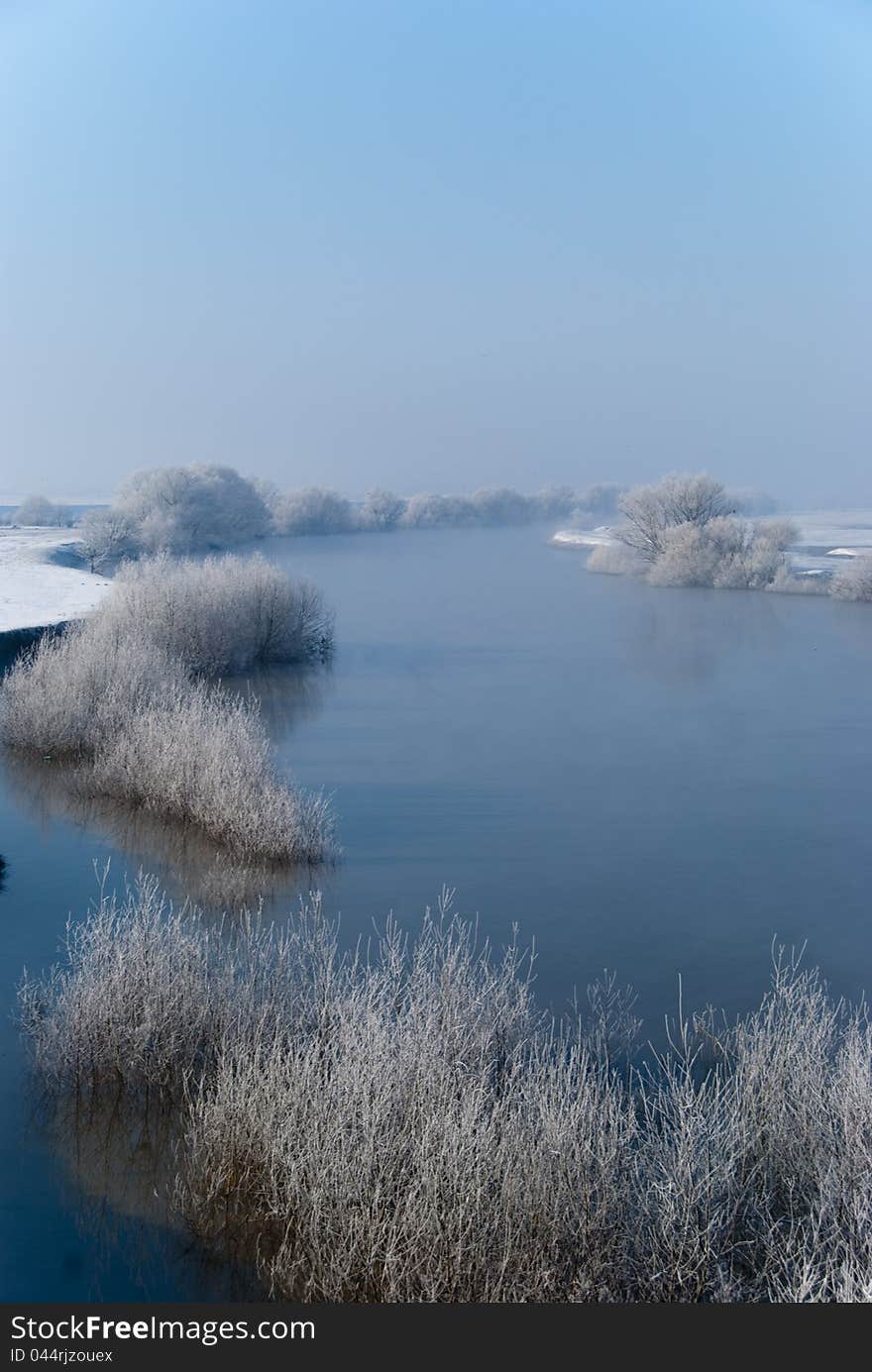 River flooding in winter time