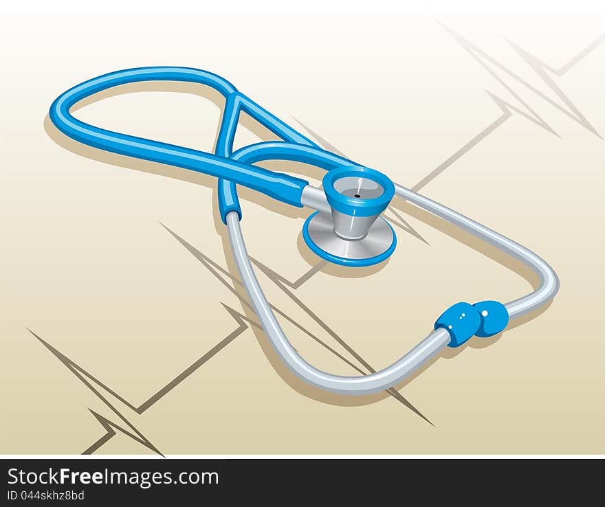 Stethoscope and heart cardiogram. Vector Illustration. Stethoscope and heart cardiogram. Vector Illustration