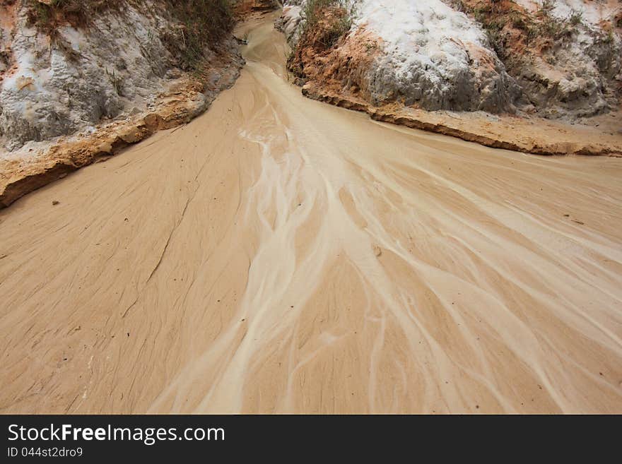 Red River is formed by the smearing of red sand, Vietnam, Southeast Asia