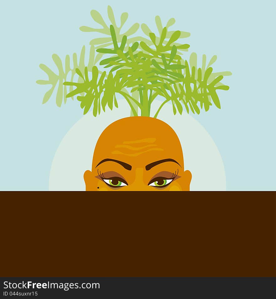 Vector illustration of carrot with human face. Vector illustration of carrot with human face