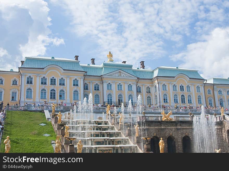 Grand Cascade In Pertergof,  Russia.