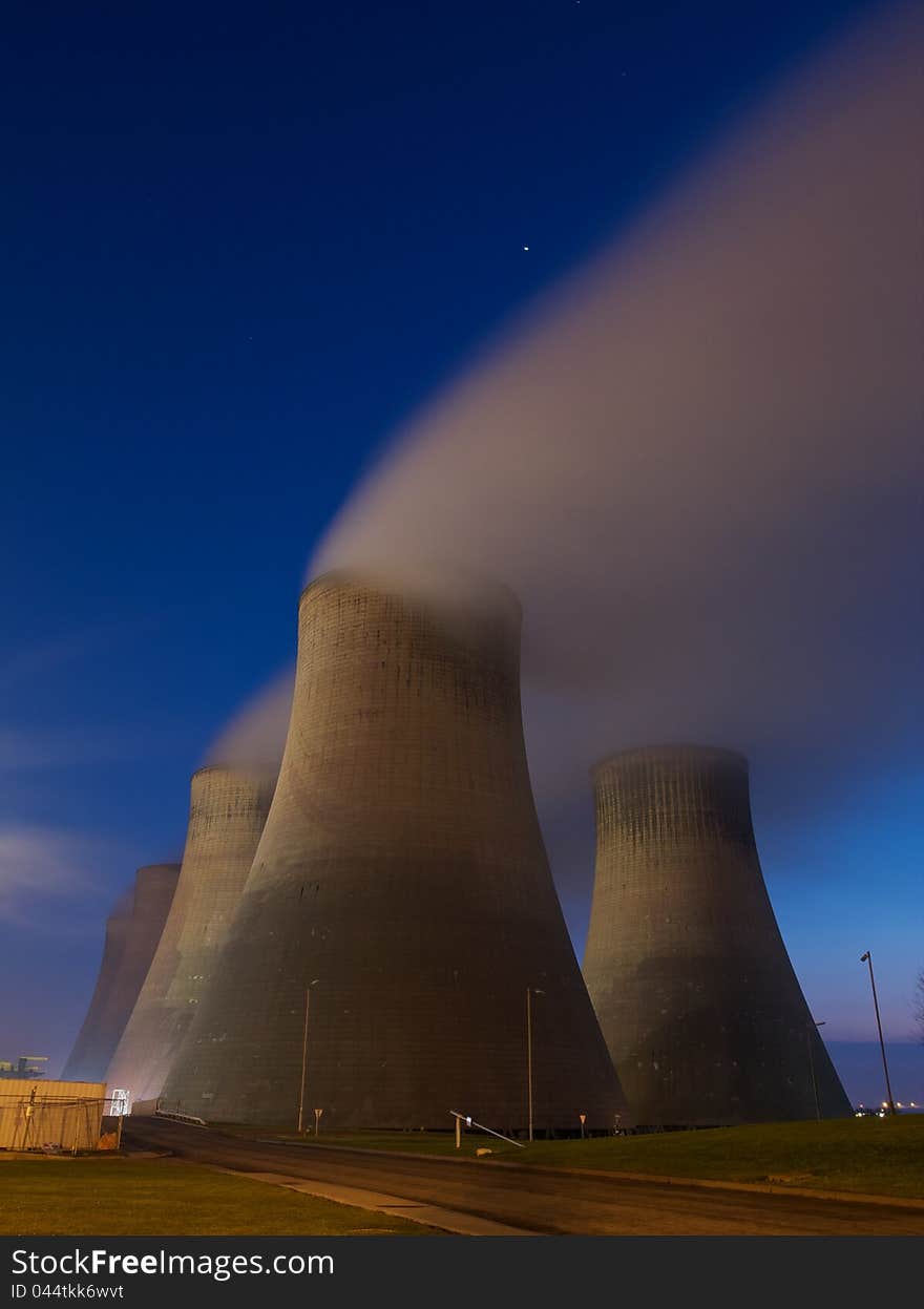 Power station cooling towers. A long exposure.