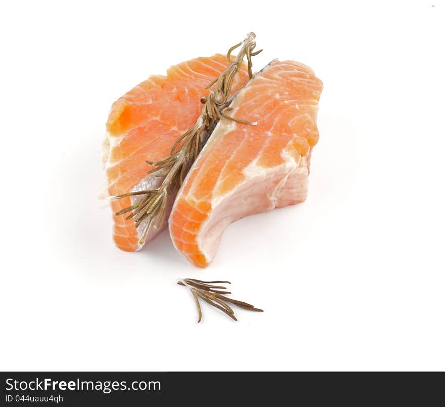 Raw Salmon Fish Fillet with rosemary