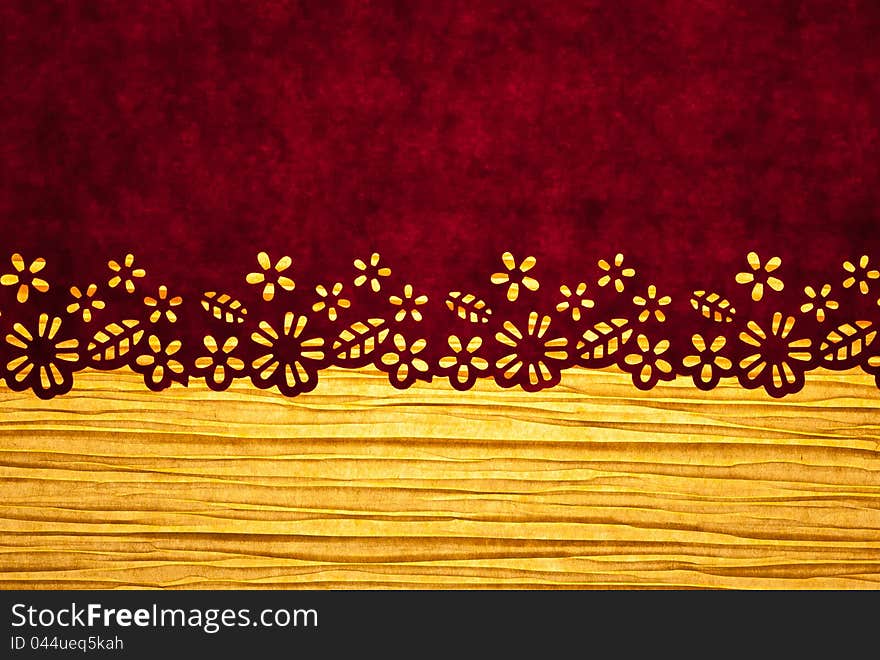 Background in brown and yellow with floral ornament