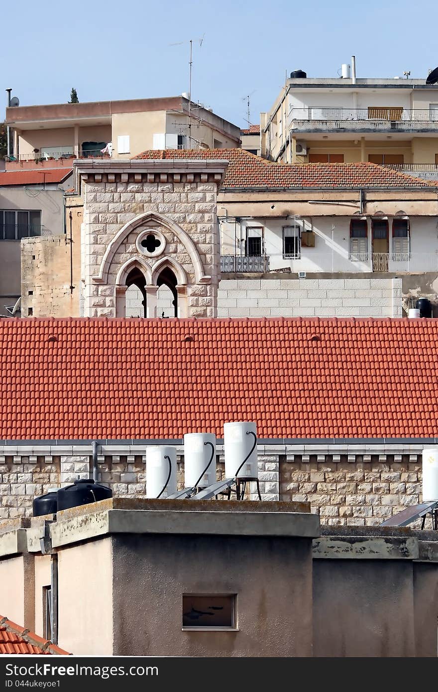 Old tiled roofs of dwelling-houses in Bethlehem, Israel