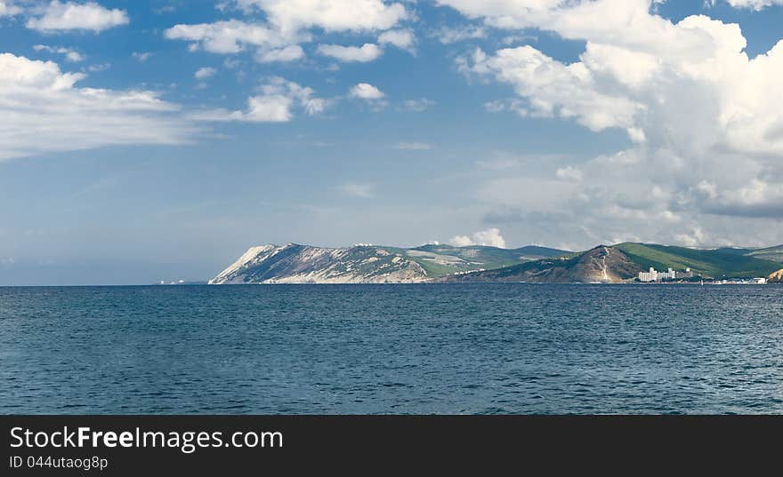 Panoramic summer sea landscape with rocks